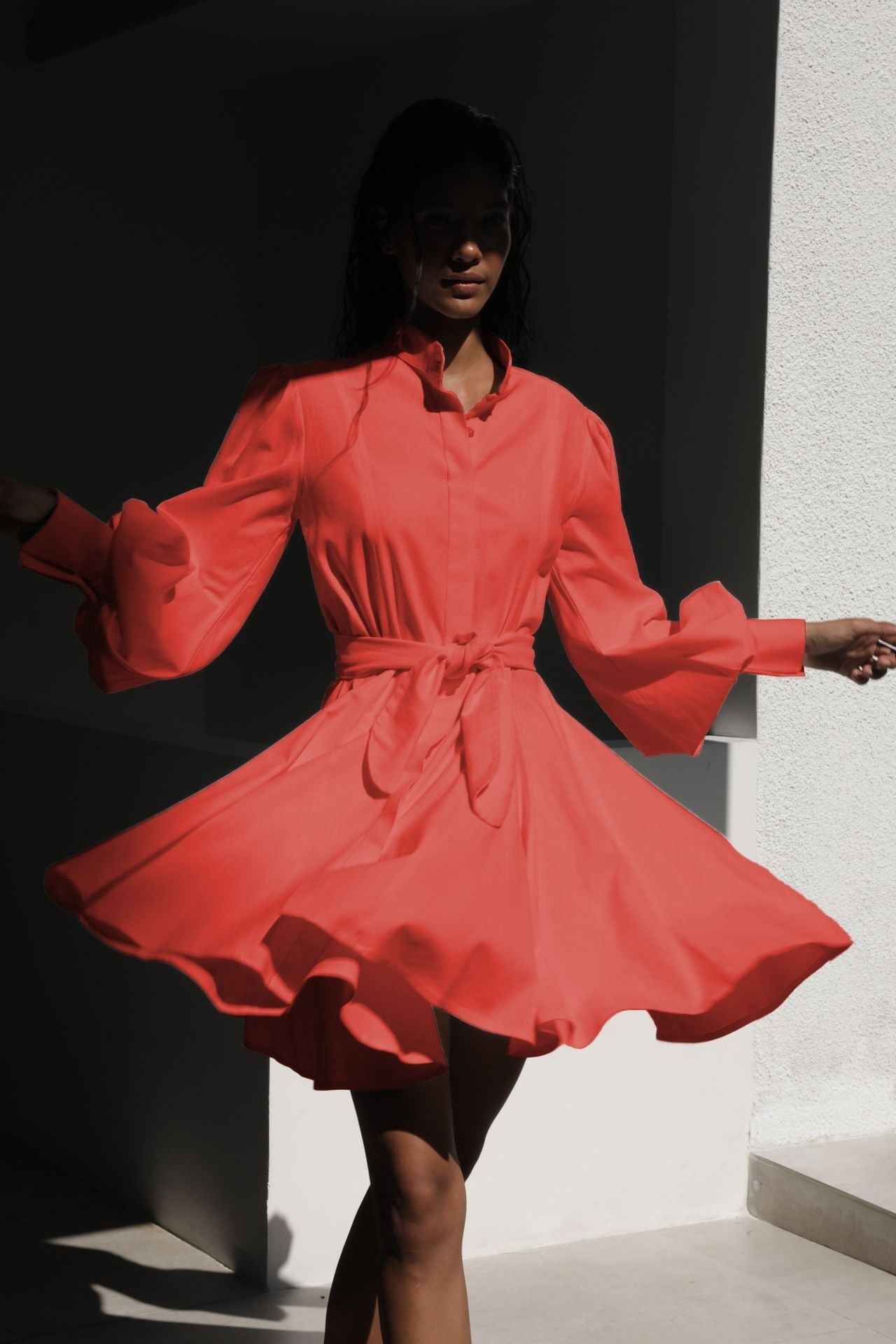 AMORIO DRESS IN CORAL