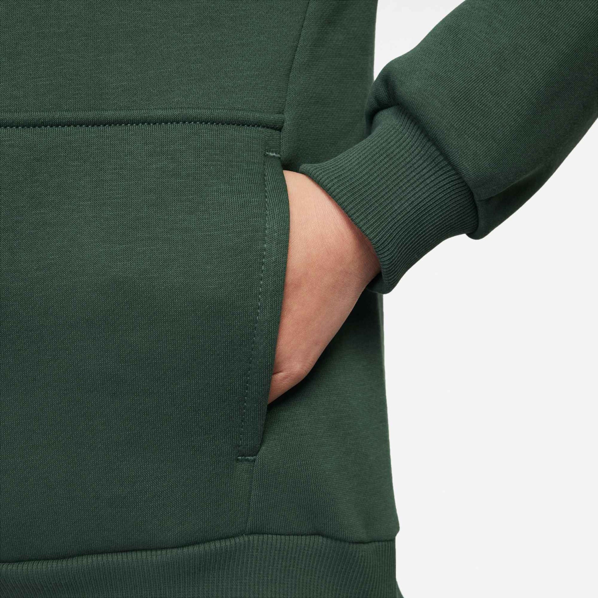 Nike Big Kids Fleece Pullover Hoodie - Fir/White
