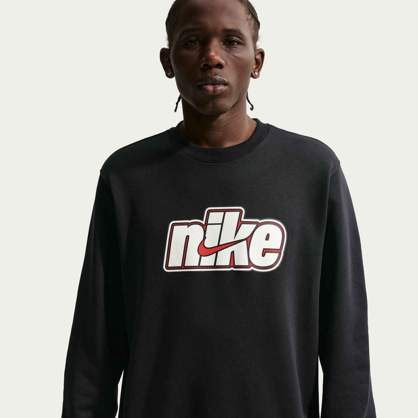 Nike Mens Sportswear Club French Terry Crewneck - Black/Sail