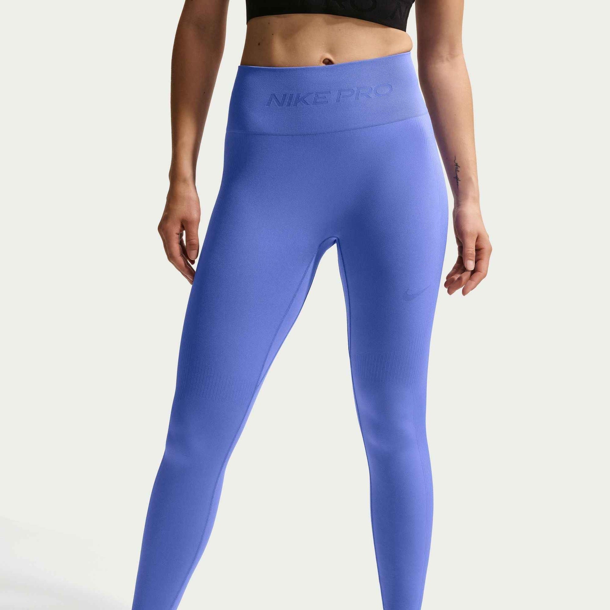 Nike Womens Pro Seamless High-Waisted Leggings - Blue