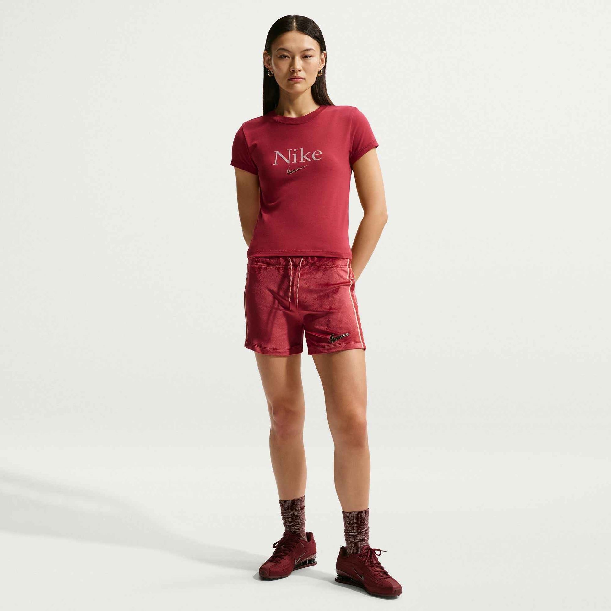 Nike Womens Cropped Tee - Crimson