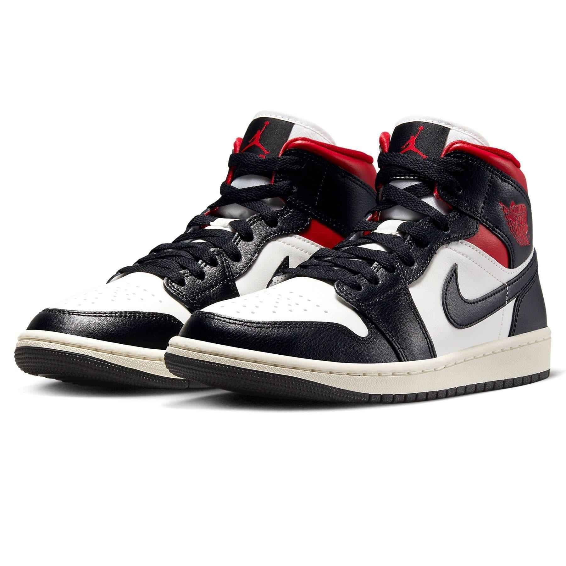 Air Jordan 1 Mid Wmns Black Sail Gym Red - Iconic Retro High Style SneakerNational