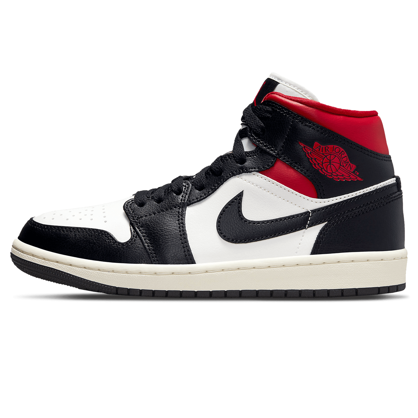Air Jordan 1 Mid Wmns Black Sail Gym Red - Iconic Retro High Style SneakerNational