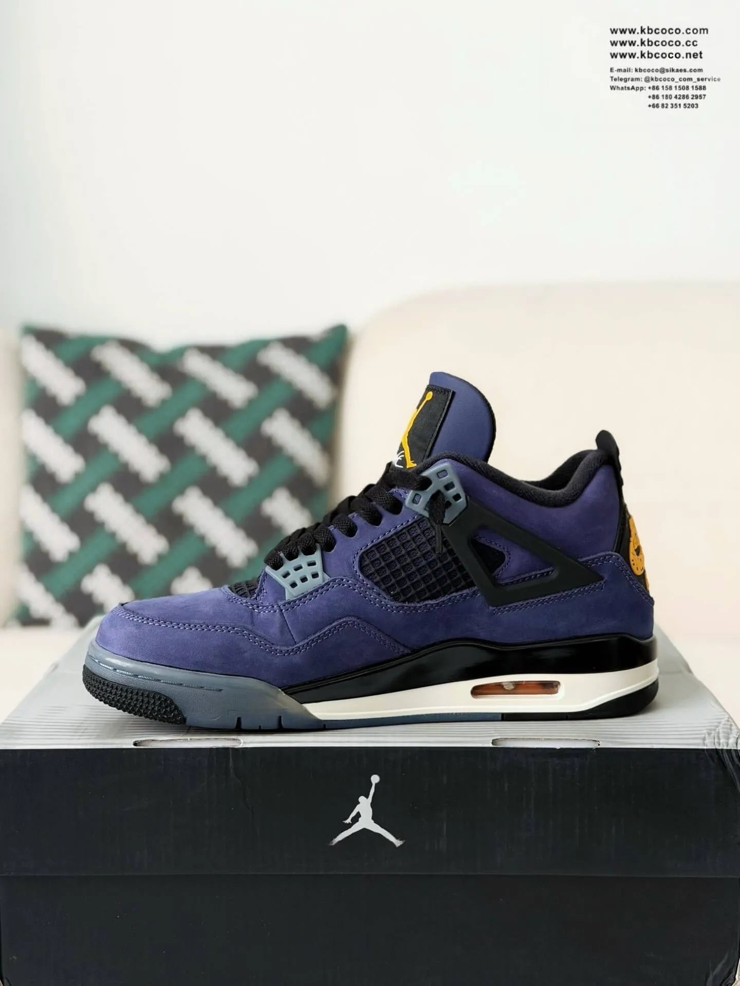 Air Jordan 4 Retro “Lakers” Sneakers – Purple, Gold, Black