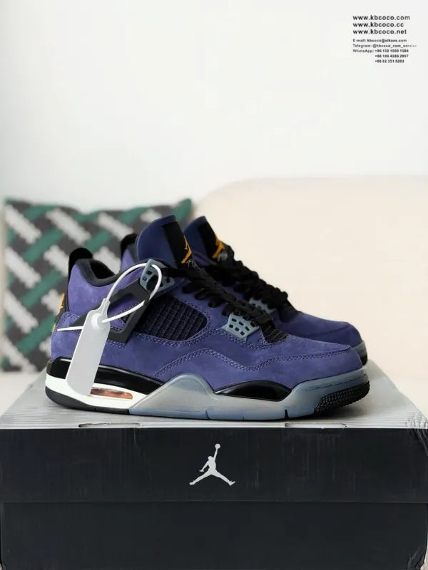 Air Jordan 4 Retro “Lakers” Sneakers – Purple, Gold, Black