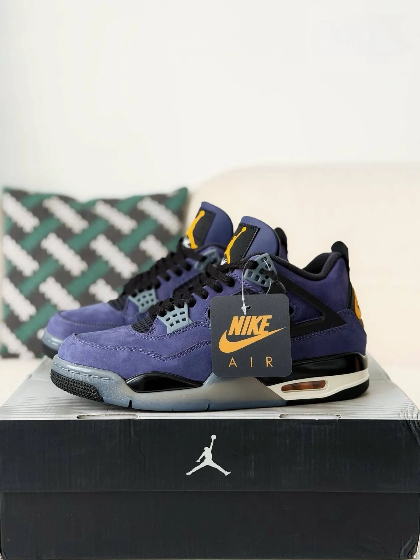 Air Jordan 4 Retro “Lakers” Sneakers – Purple, Gold, Black