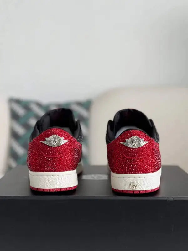 Air Jordan 1 Low “Bred Bling” Black & Red