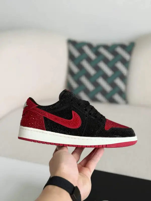 Air Jordan 1 Low “Bred Bling” Black & Red