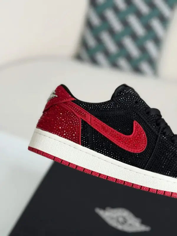 Air Jordan 1 Low “Bred Bling” Black & Red