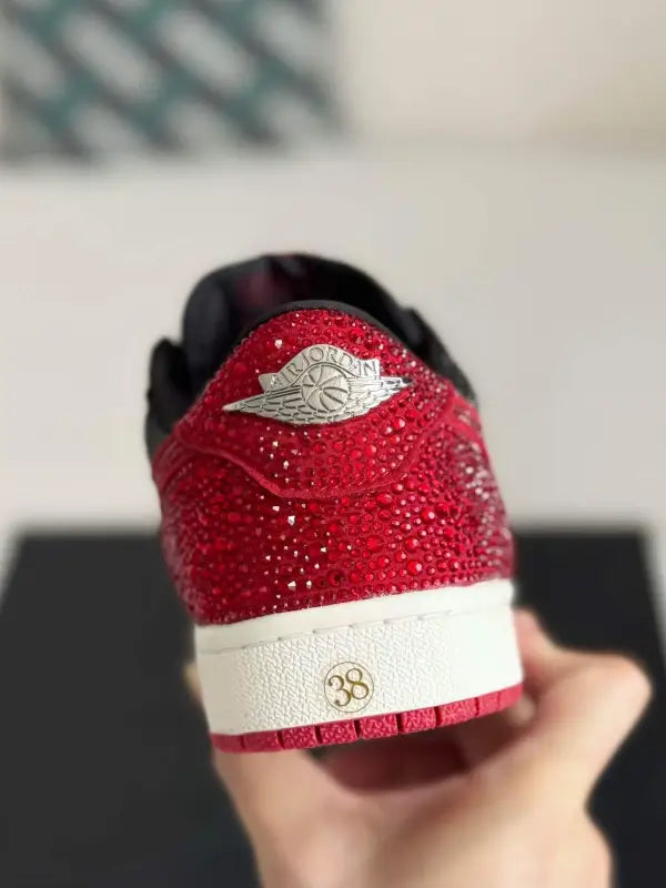 Air Jordan 1 Low “Bred Bling” Black & Red