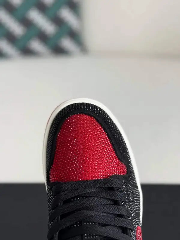 Air Jordan 1 Low “Bred Bling” Black & Red