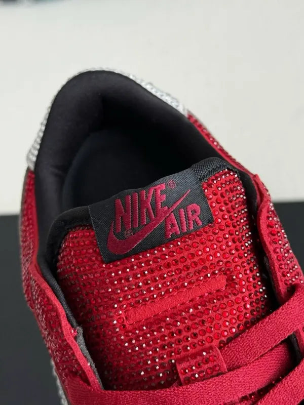 Air Jordan 1 Low “Crystal Red” Red & Silver Rhinestones