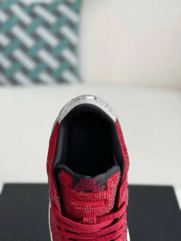 Air Jordan 1 Low “Crystal Red” Red & Silver Rhinestones