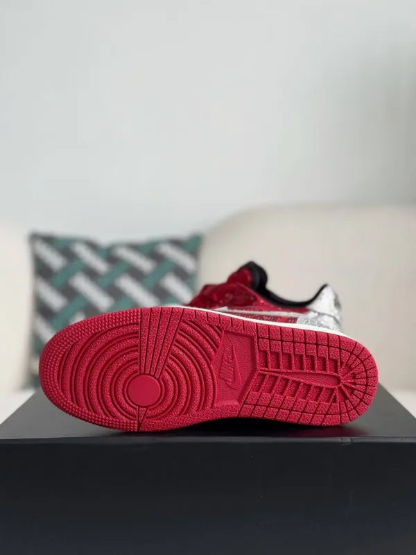 Air Jordan 1 Low “Crystal Red” Red & Silver Rhinestones