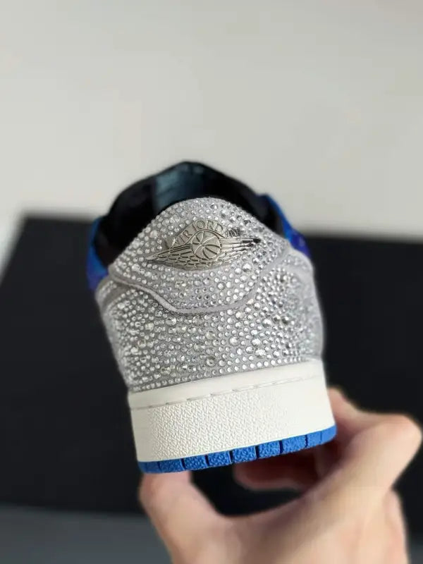 Air Jordan 1 Low “Royal Bling” Royal Blue & Silver rhinestones