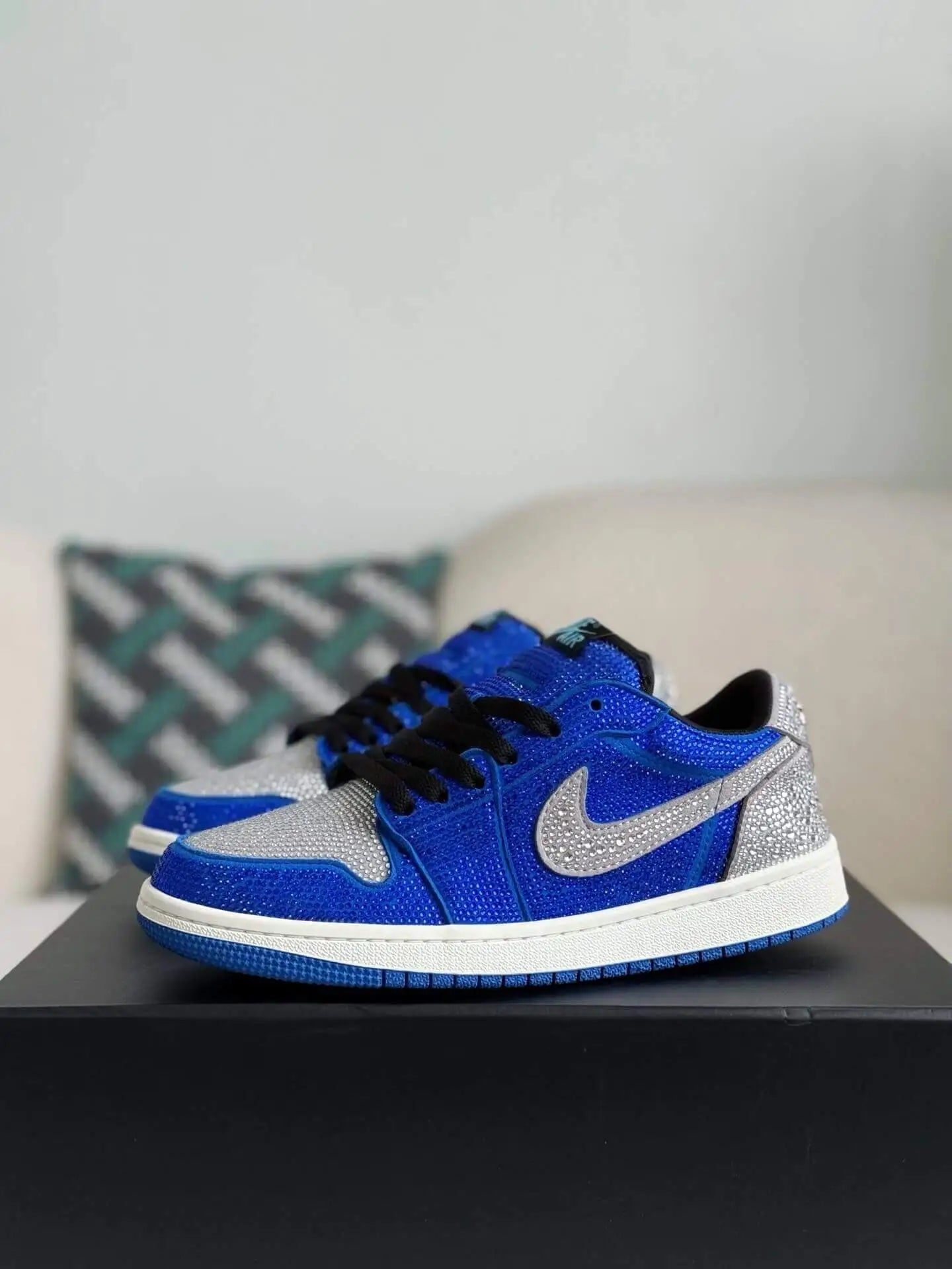 Air Jordan 1 Low “Royal Bling” Royal Blue & Silver rhinestones