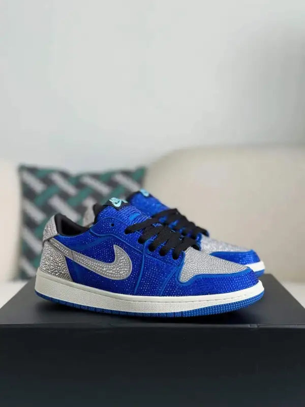 Air Jordan 1 Low “Royal Bling” Royal Blue & Silver rhinestones