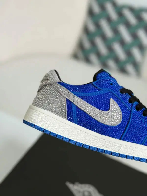 Air Jordan 1 Low “Royal Bling” Royal Blue & Silver rhinestones