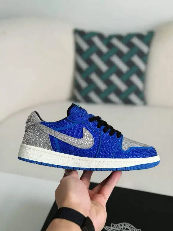 Air Jordan 1 Low “Royal Bling” Royal Blue & Silver rhinestones