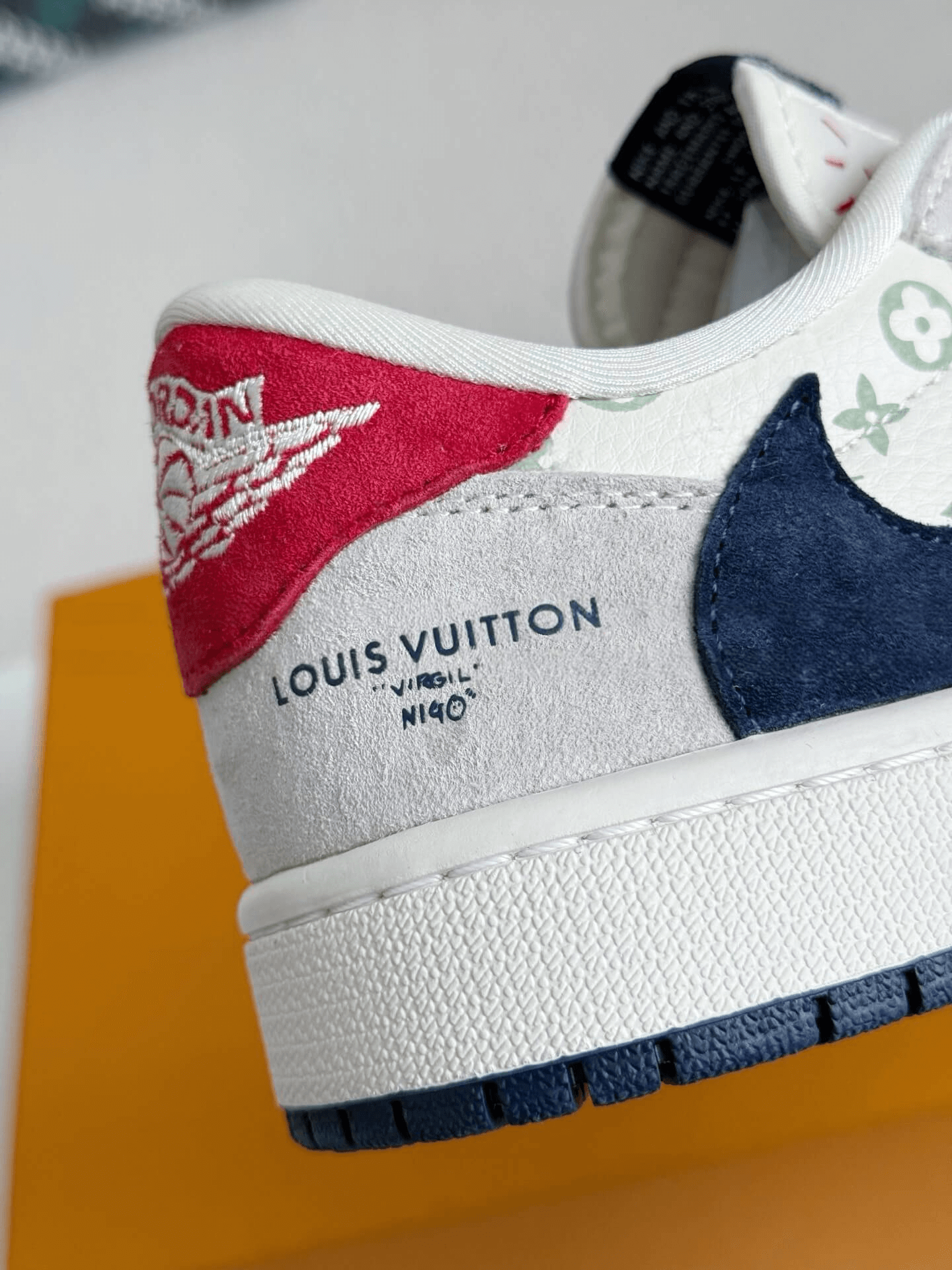 Louis Vuitton x Nike SB Dunk Low White Monogram Navy Red CUSTOM