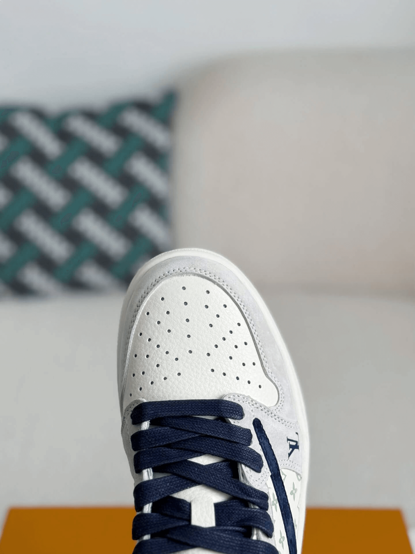 Louis Vuitton x Nike SB Dunk Low White Monogram Navy Red CUSTOM