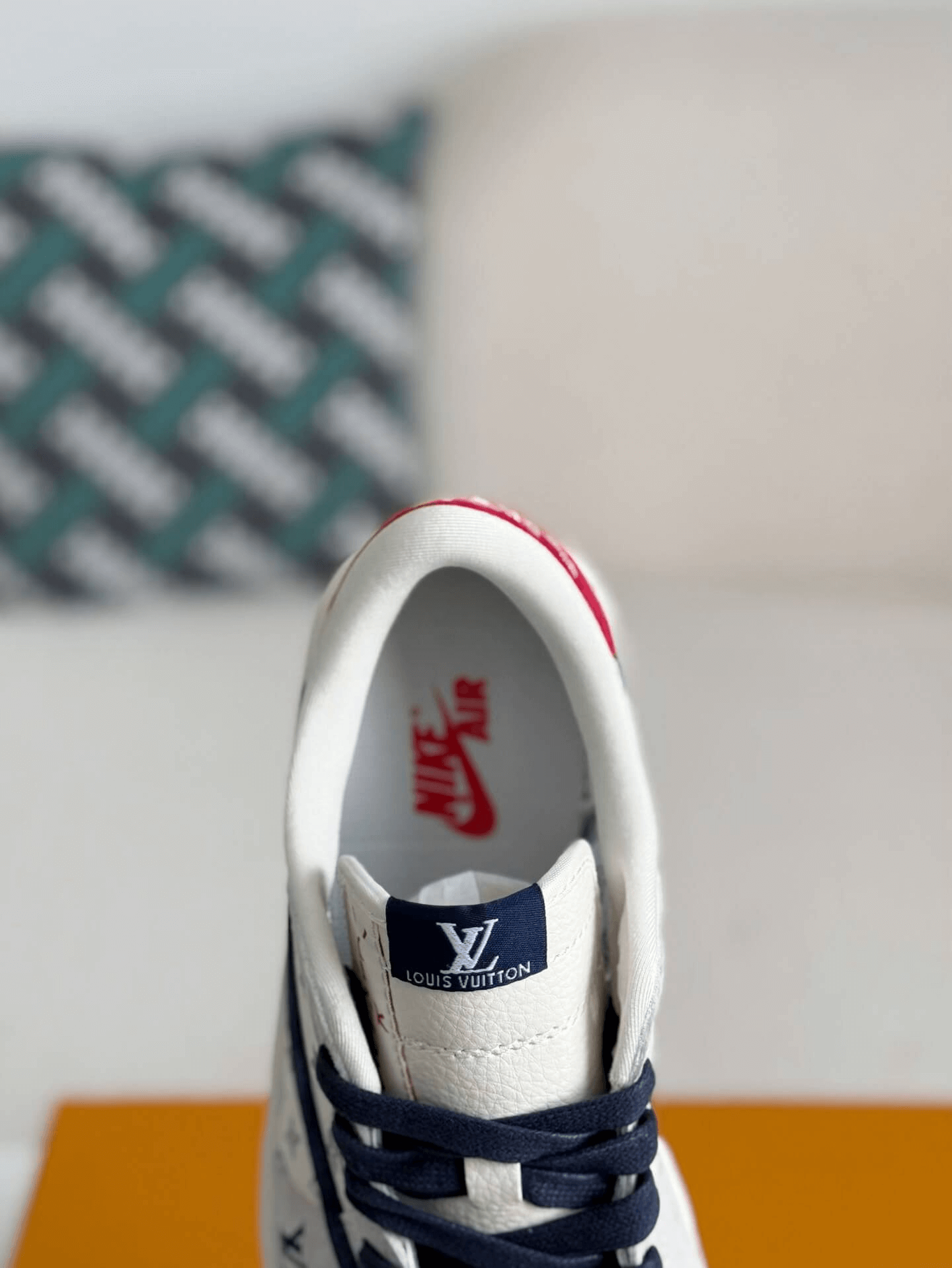 Louis Vuitton x Nike SB Dunk Low White Monogram Navy Red CUSTOM
