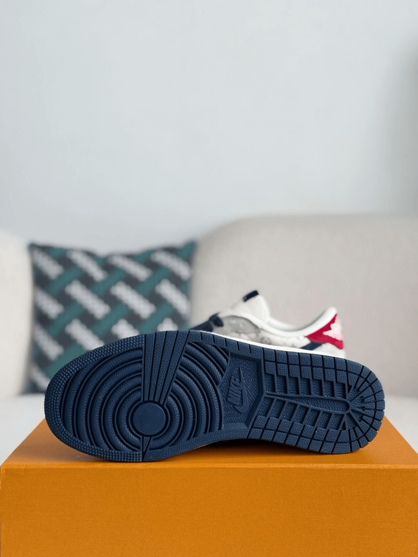 Louis Vuitton x Nike SB Dunk Low White Monogram Navy Red CUSTOM