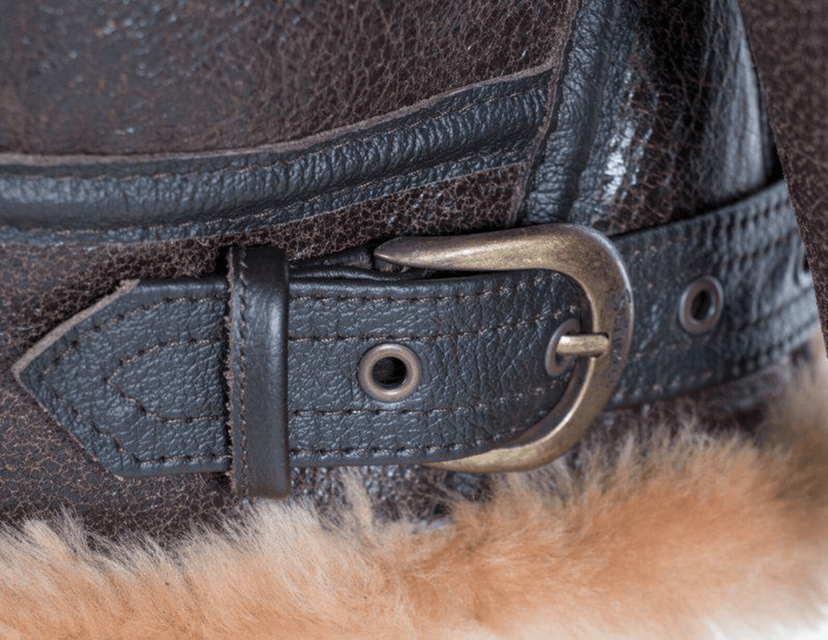 Men's Distressed Brown Sheepskin B-3 Bomber Jacket