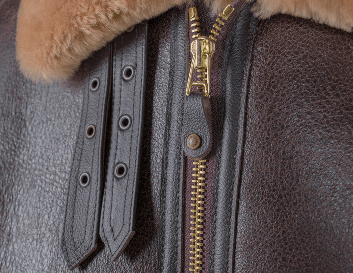 Men's Distressed Brown Sheepskin B-3 Bomber Jacket