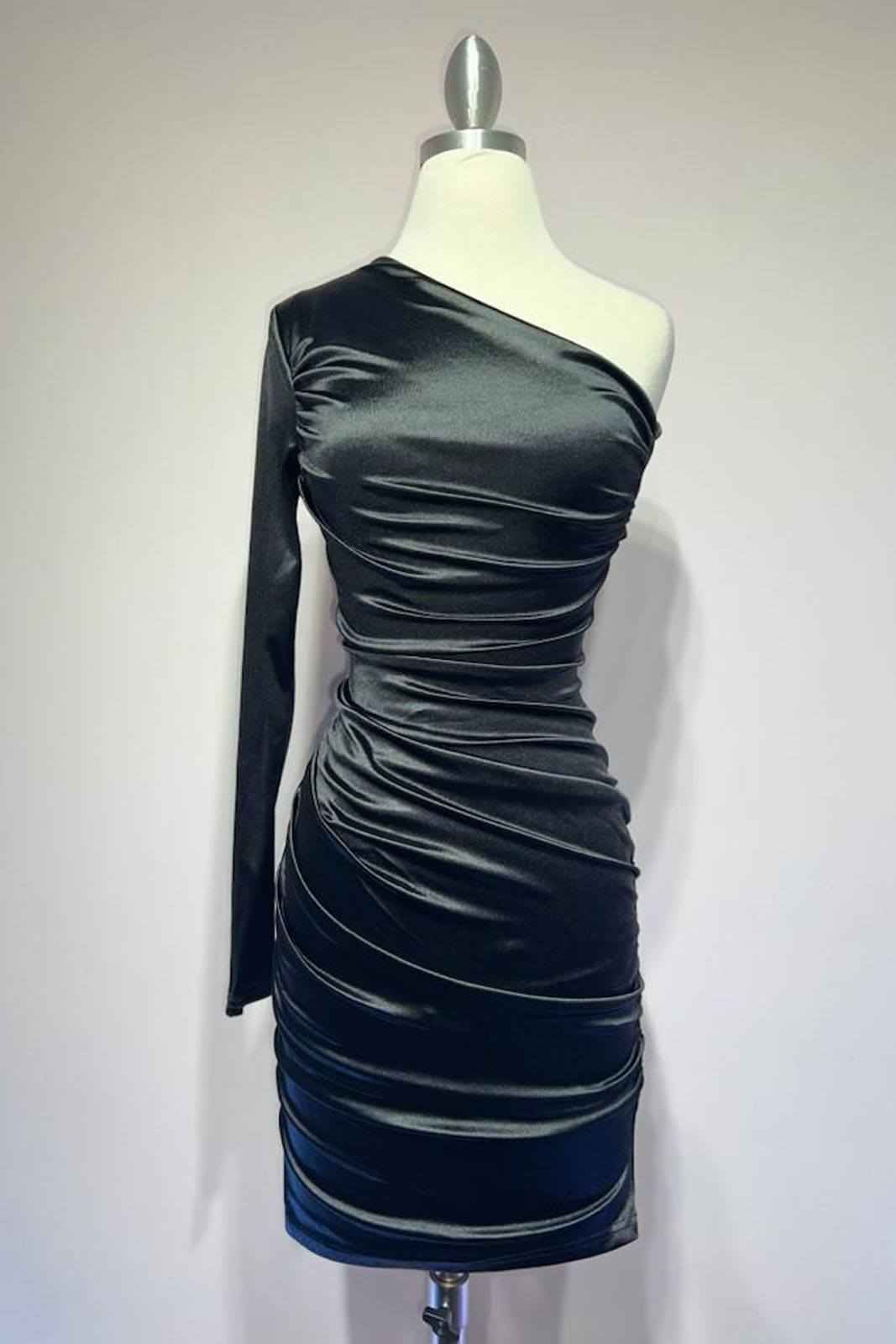 Ladivine B2313 Dress One Shoulder Long Sleeve Cocktail Dress