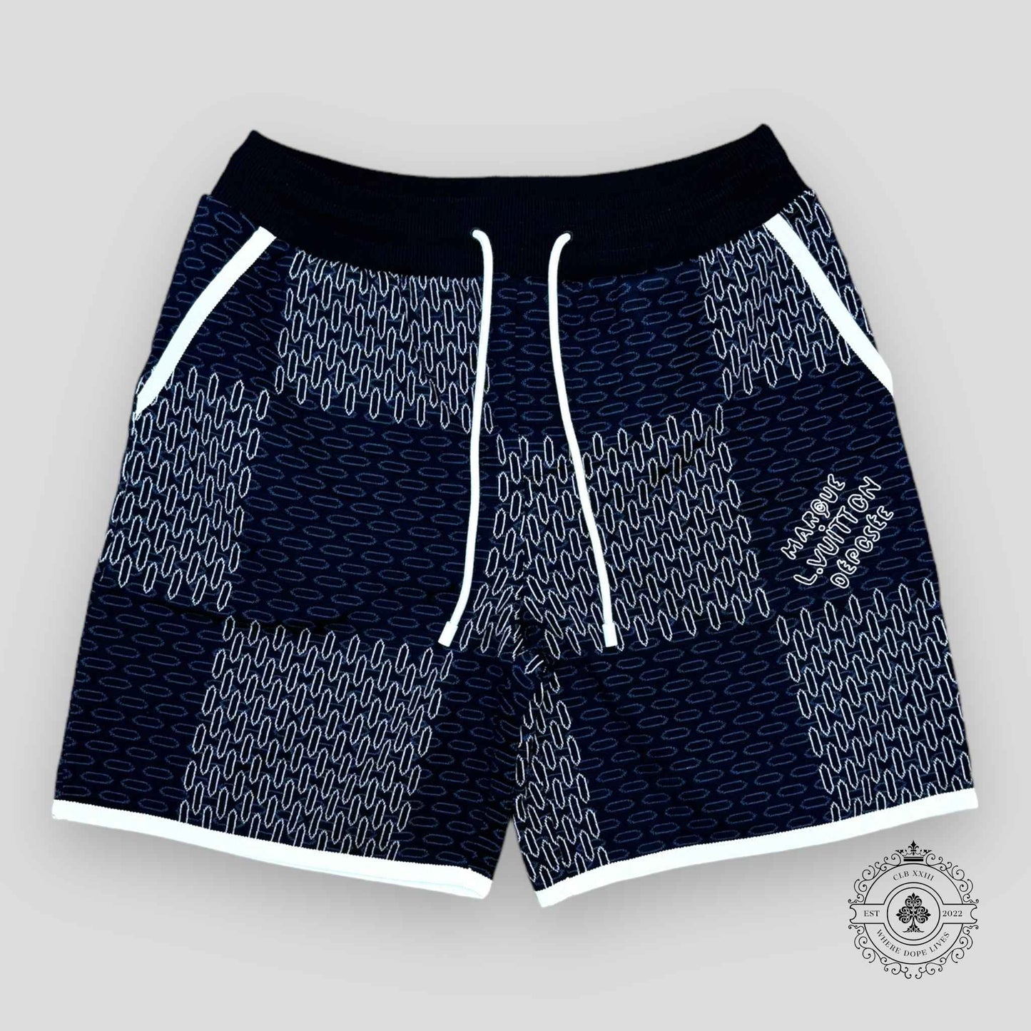 Louis Vuitton Tennis Damier Quilted Cotton Shorts in Navy Blue
