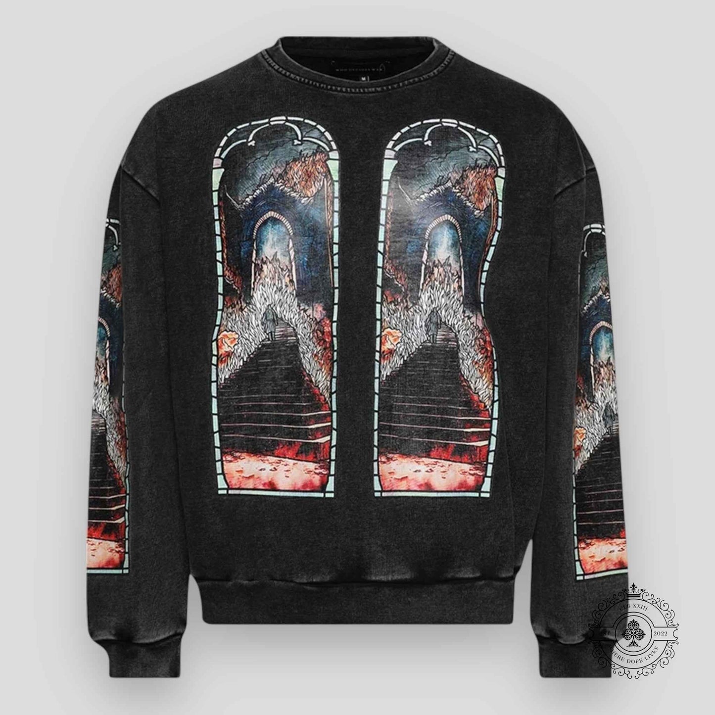 Who Decides War Descent Crewneck Sweater In Vintage Grey