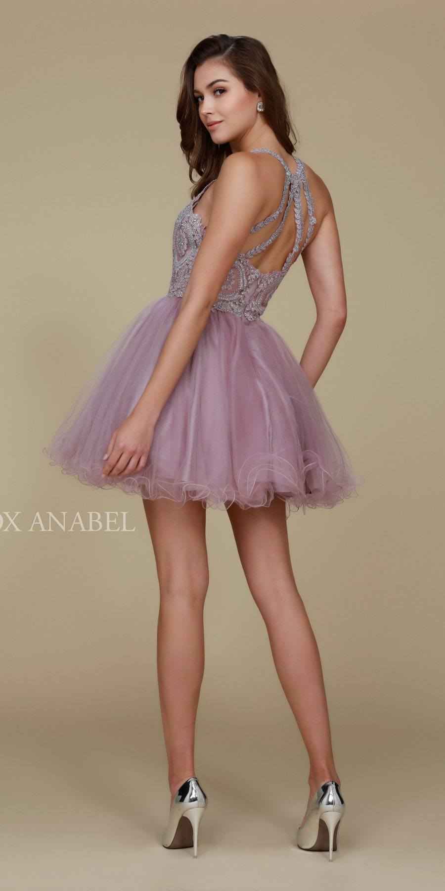 Nox Anabel B652 Short Dress Poofy A-Line Tulle Skirt Halter Neck