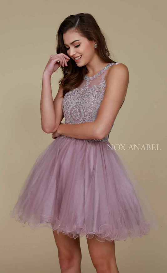 Nox Anabel B652 Short Dress Poofy A-Line Tulle Skirt Halter Neck