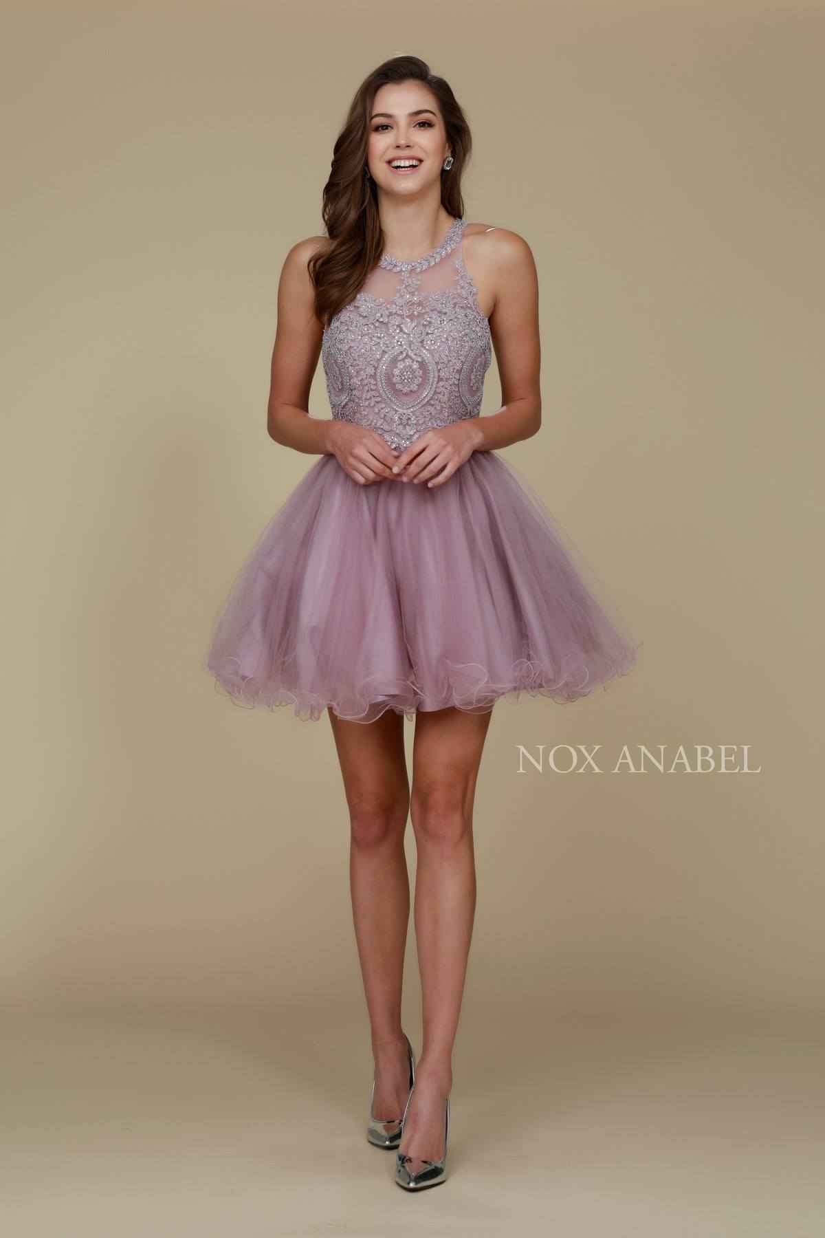 Nox Anabel B652 Short Dress Poofy A-Line Tulle Skirt Halter Neck