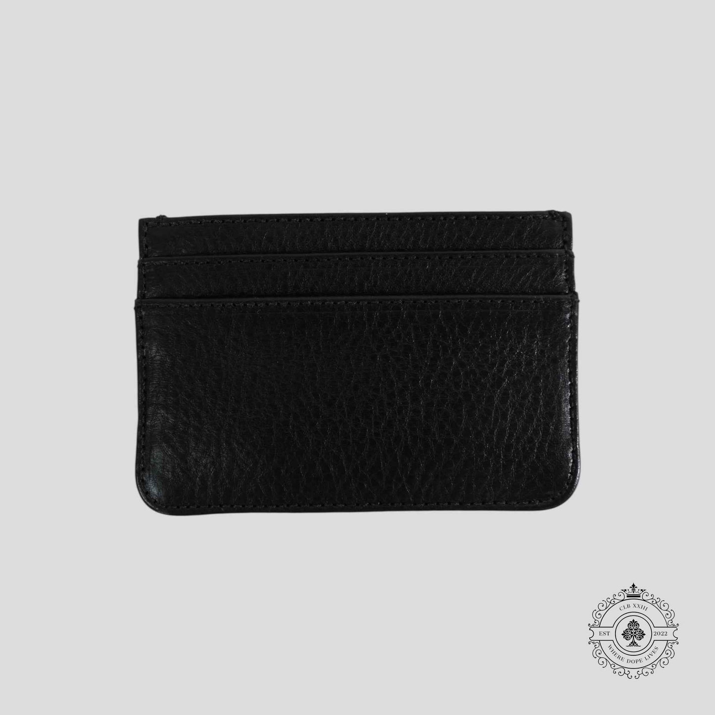 Chrome Hearts Leather Scroll Plate Cardholder in Black