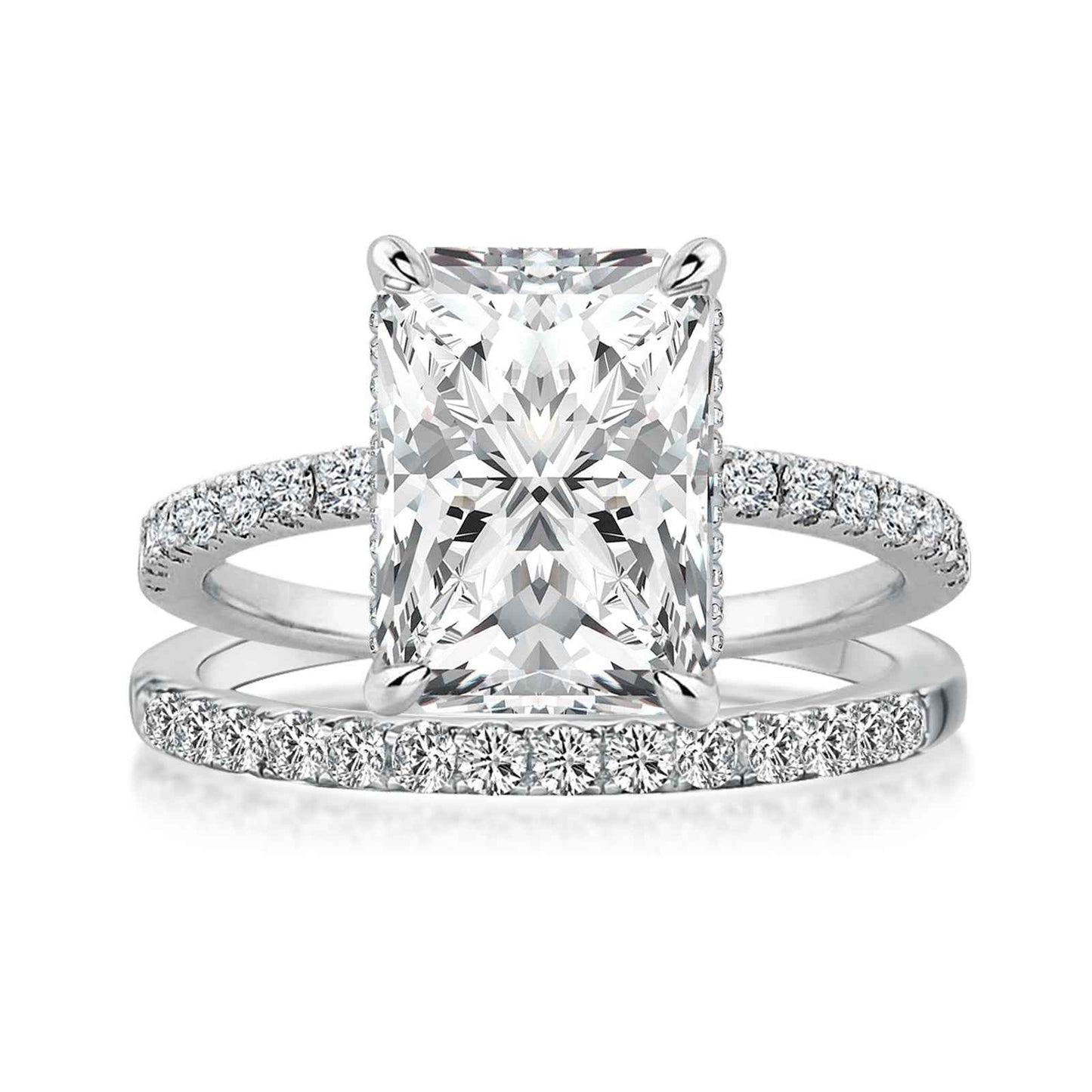 Rodiffy Moissanite 3.5 Ct Radiant Cut White Gold Wedding Ring For Women