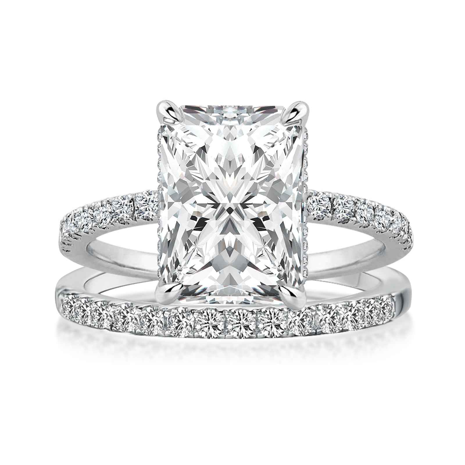 Rodiffy Moissanite 3.5 Ct Radiant Cut White Gold Wedding Ring For Women