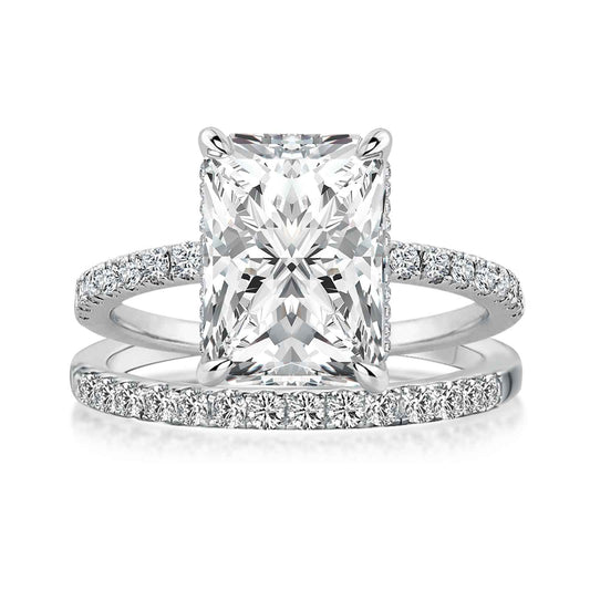 Rodiffy Moissanite 3.5 Ct Radiant Cut White Gold Wedding Ring For Women