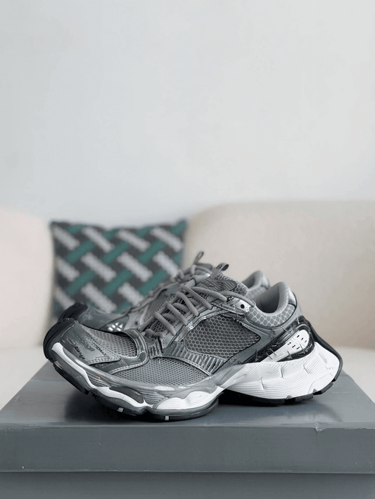 Balenciaga Men's Stapler Sneaker in Grey/ Silver/ Black/ White CUSTOM