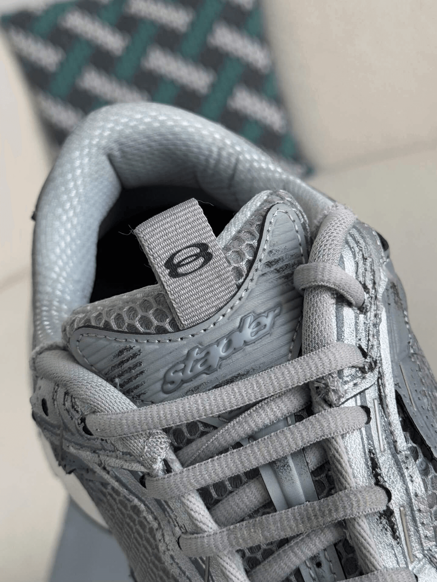 Balenciaga Men's Stapler Sneaker in Grey/ Silver/ Black/ White CUSTOM
