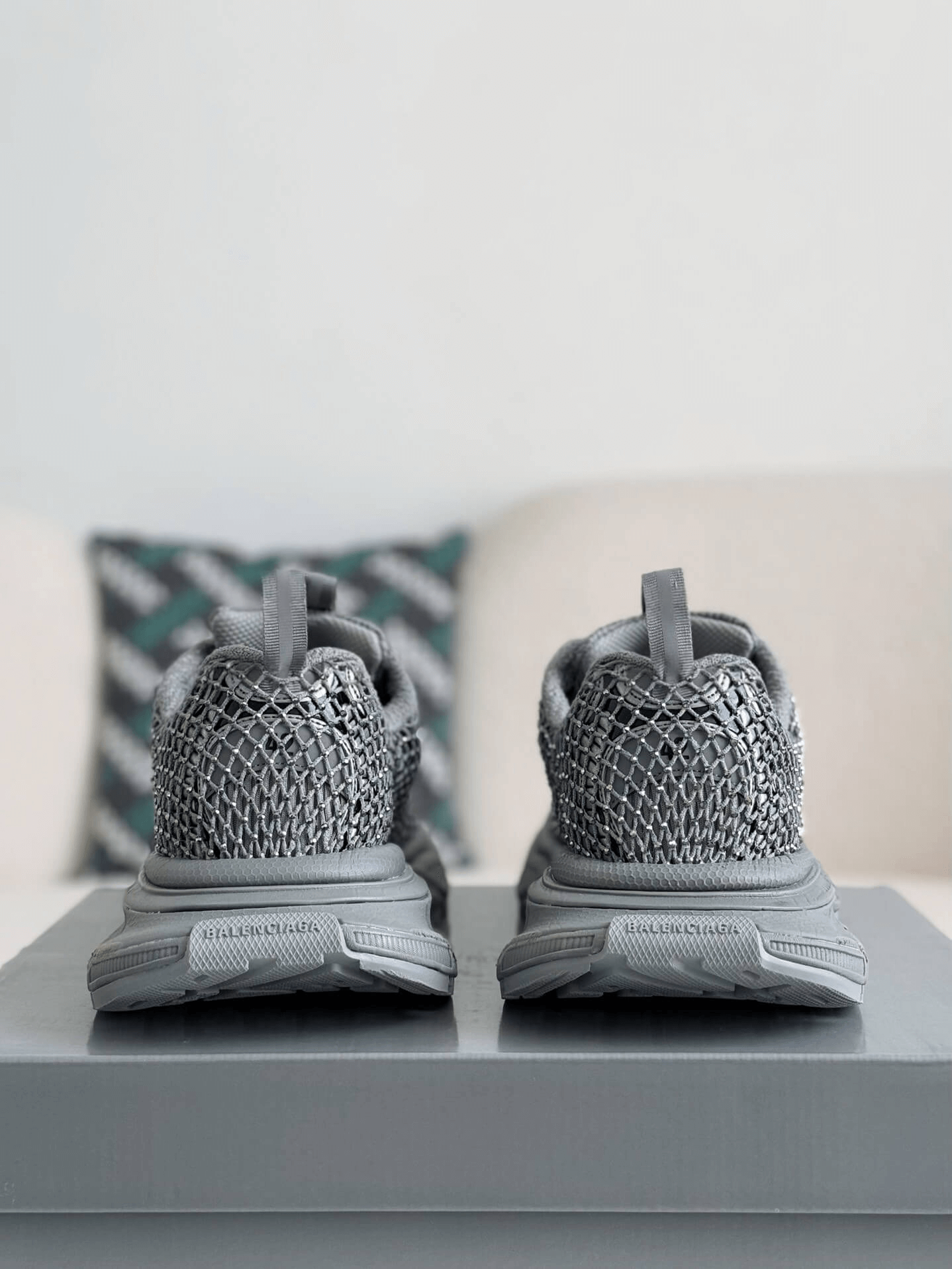 Balenciaga 3XL Sneaker Mesh Rhinestone – Grey CUSTOM