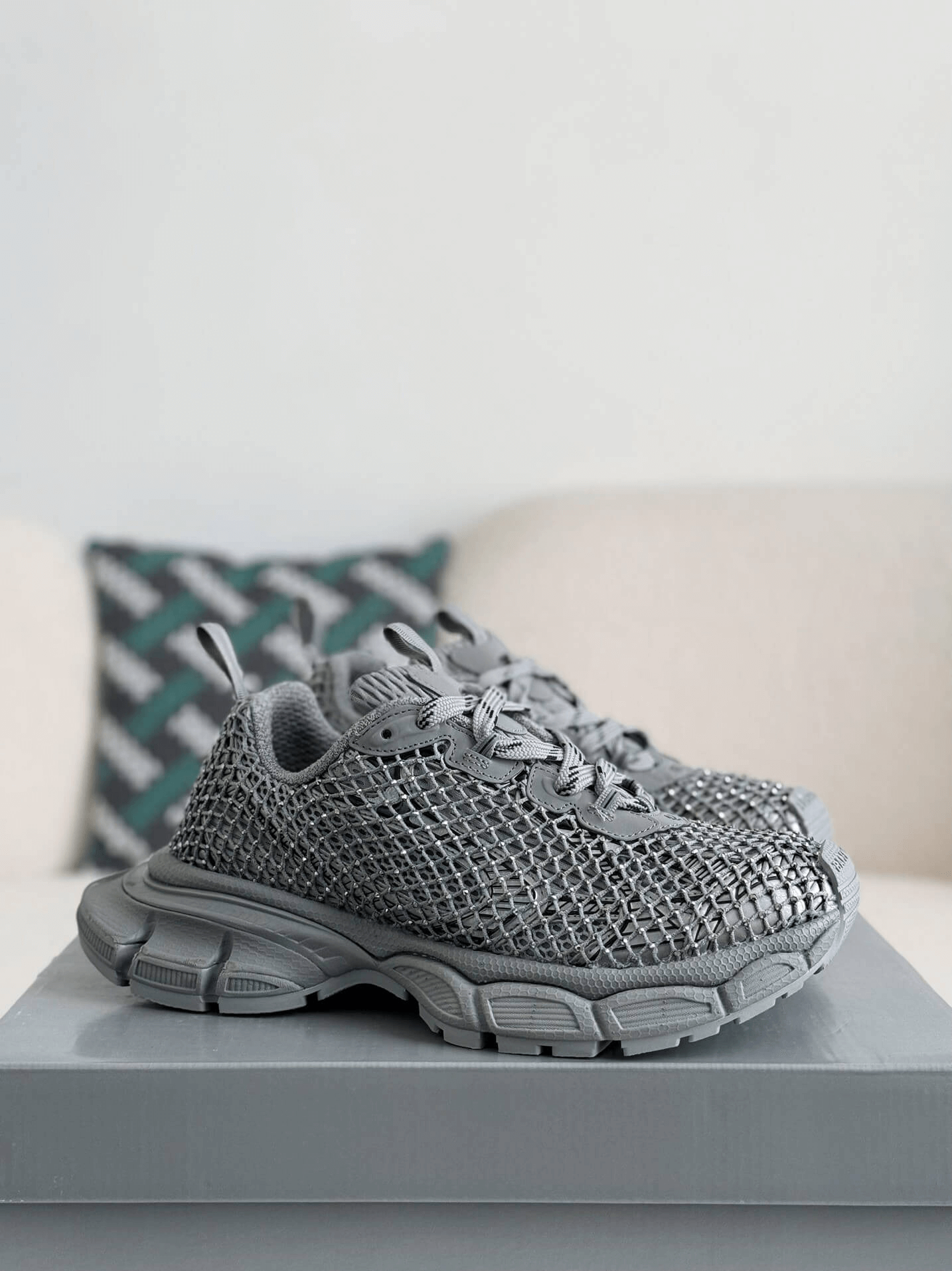 Balenciaga 3XL Sneaker Mesh Rhinestone – Grey CUSTOM