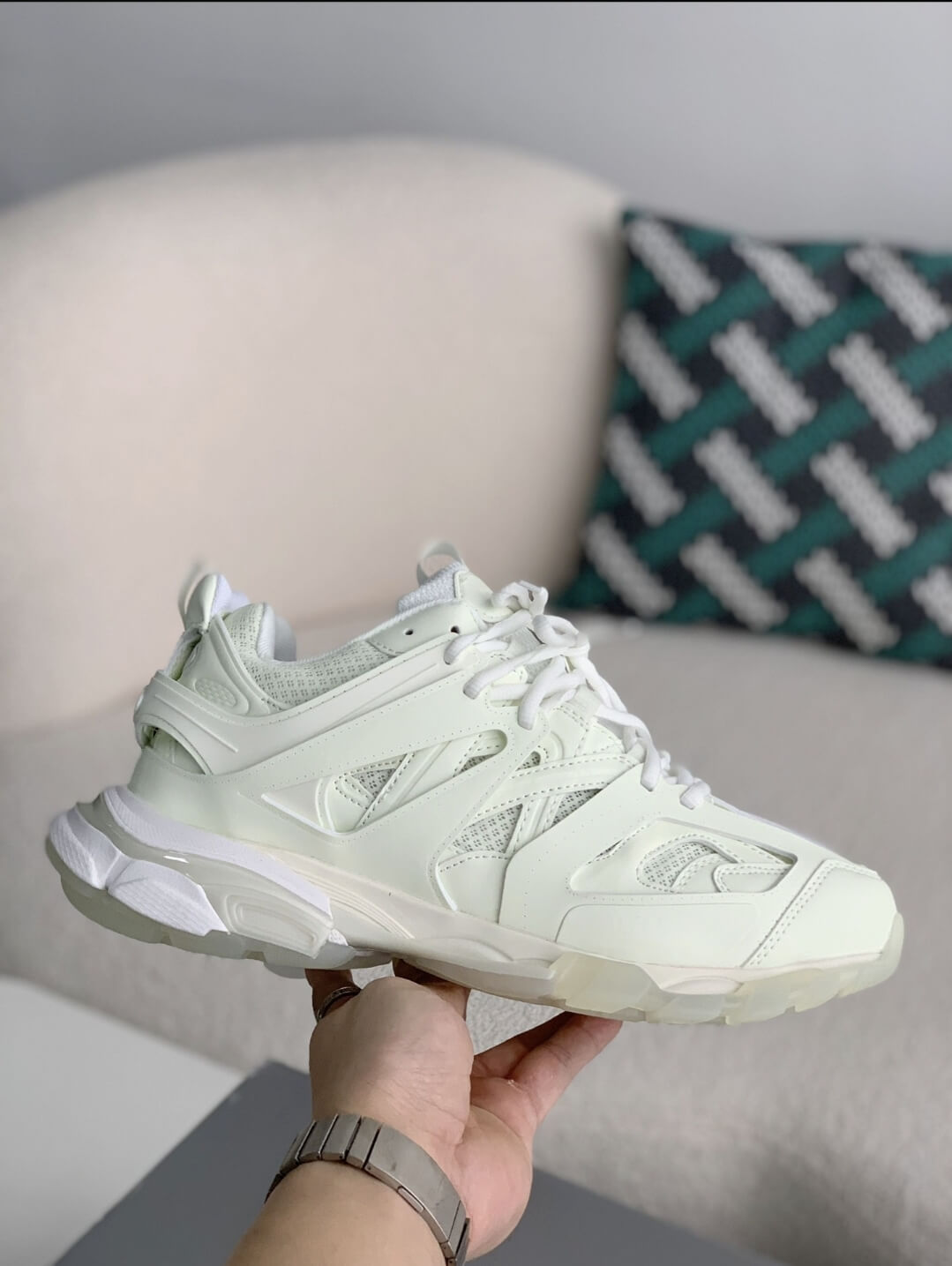 Balenciaga Track Sneaker – Triple White / Chalk CUSTOM
