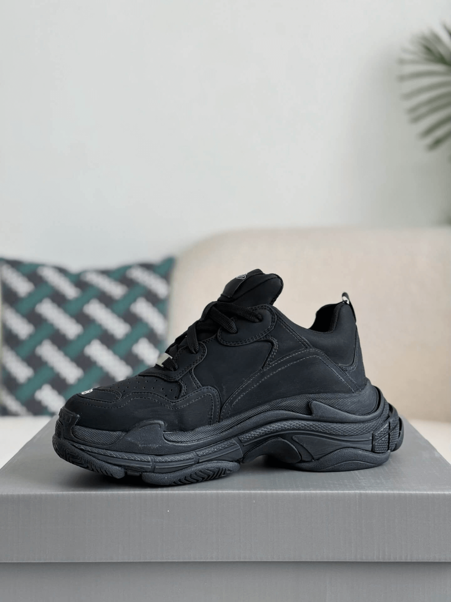 Balenciaga Triple S Sneaker – Full Black Nubuck & Mesh CUSTOM