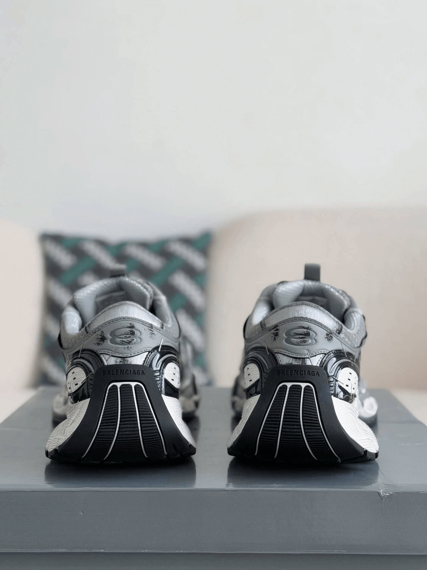 Balenciaga 10XL Sneaker – Grey, Black & White Distressed CUSTOM