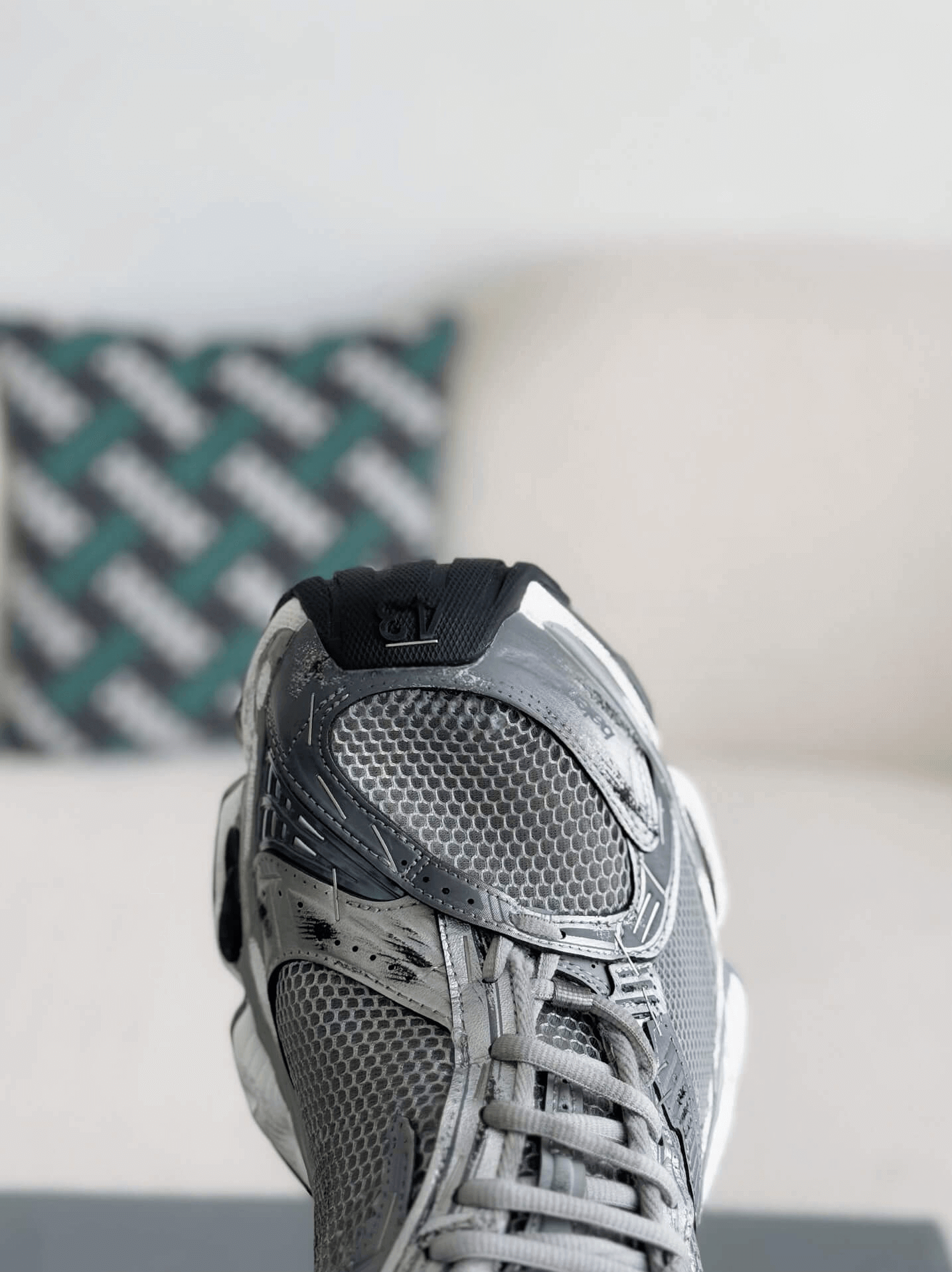 Balenciaga 10XL Sneaker – Grey, Black & White Distressed CUSTOM