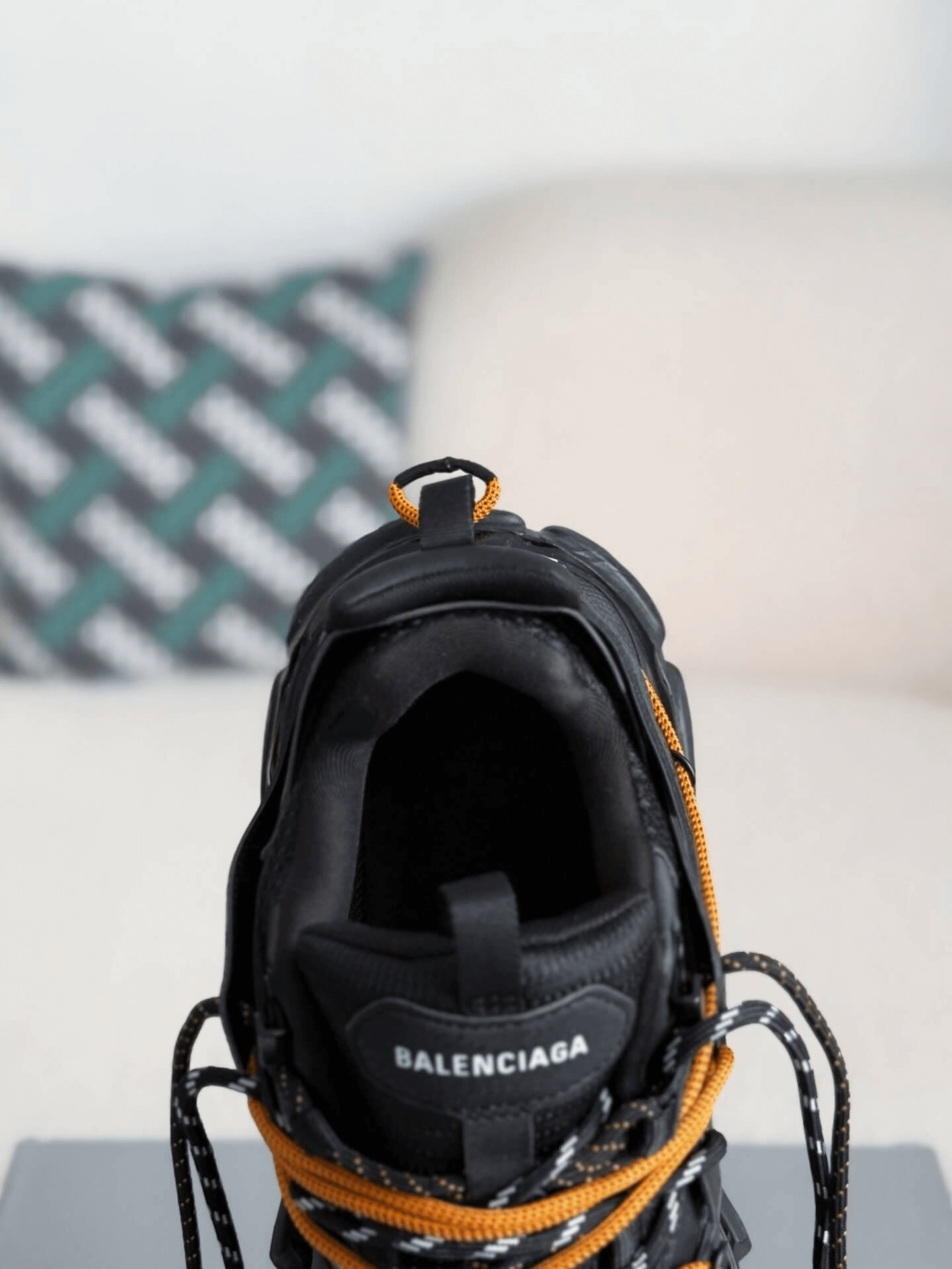 Balenciaga Track Sneaker – Black & Orange Hiking Laces CUSTOM
