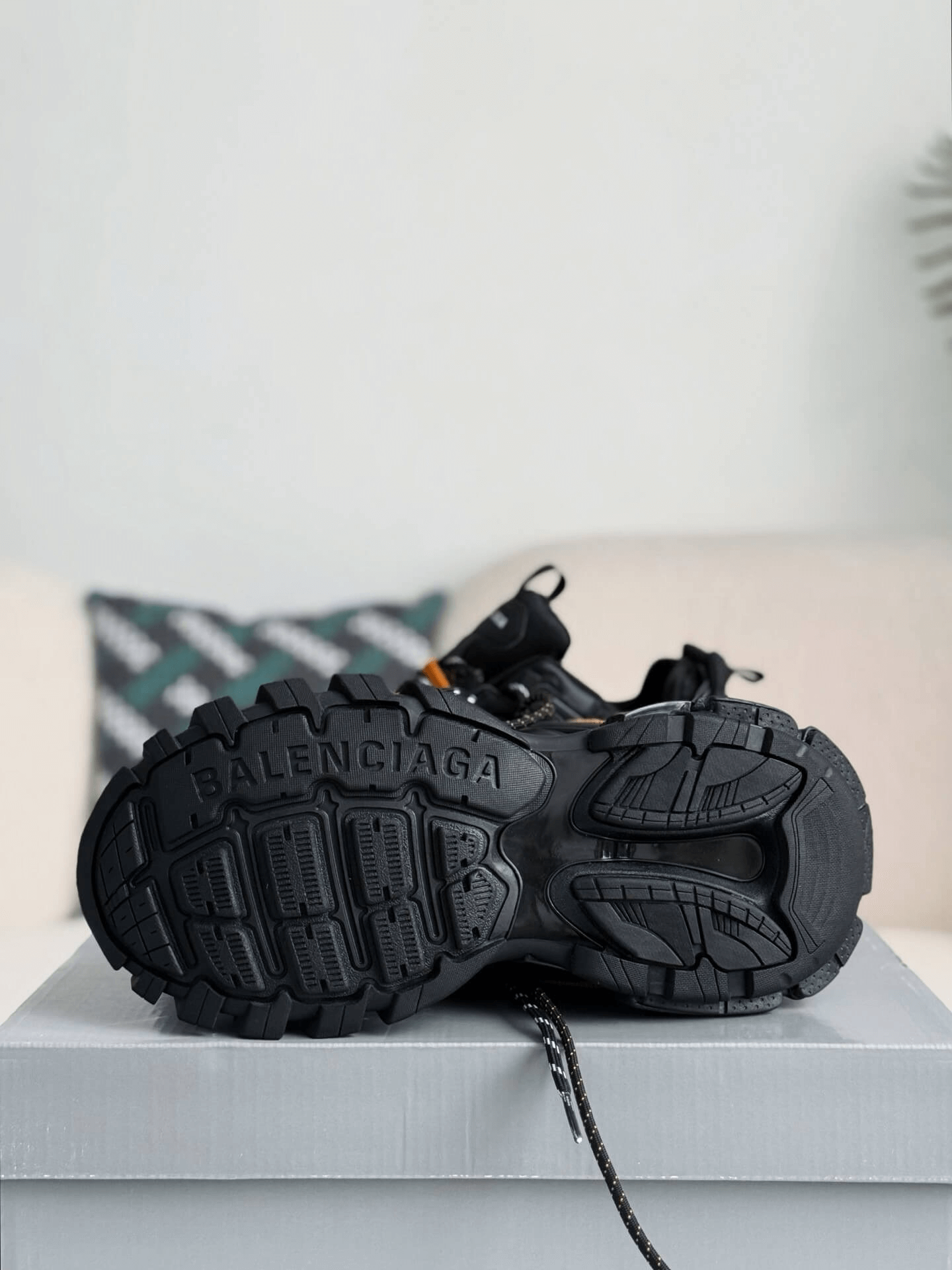 Balenciaga Track Sneaker – Black & Orange Hiking Laces CUSTOM