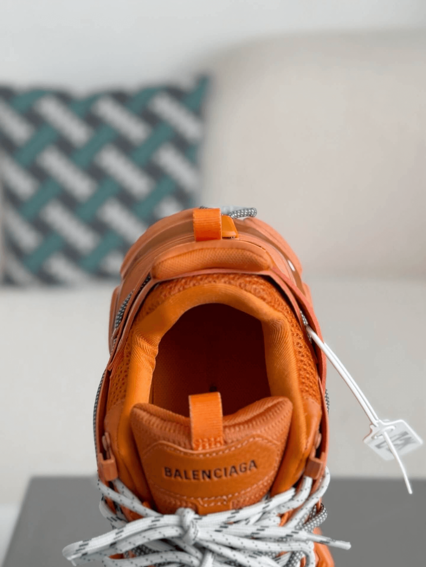 Balenciaga Track Sneaker in Orange with Grey Trail Laces CUSTOM